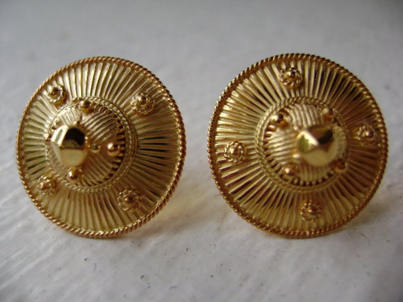 Handmade Khmer Fine Gold Earrings 24K. for pierced ears