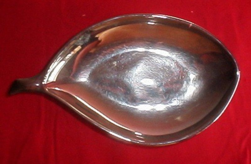 Silver Bottom Glass Leaf  Shape Candy Dish