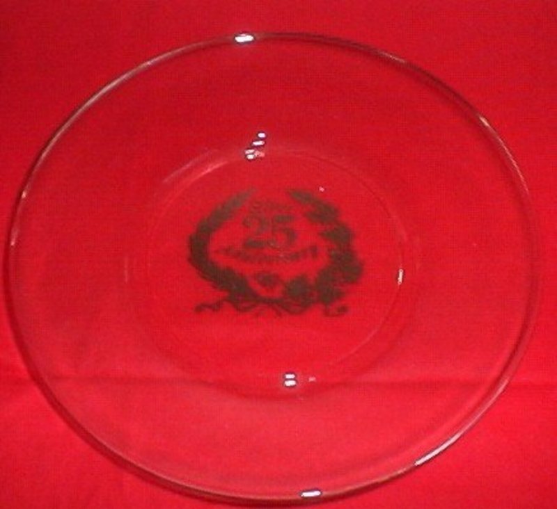 25th Silver  Anniversary Silver and Glass Plate