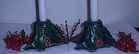 Ceramic Holly Candle Holders