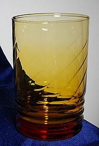 Libbey Amber Swirl and Rib Glass Tumbler