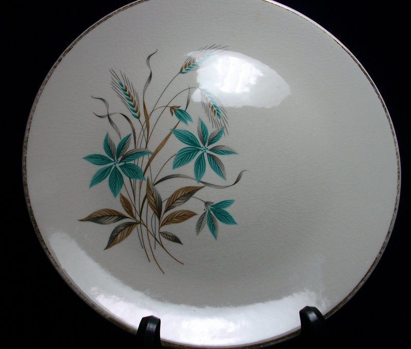 Royal USA Teal and Brown Floral with Wheat Dinnerware