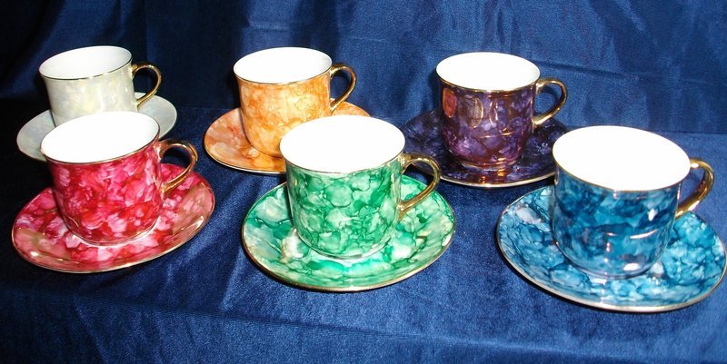 Wawel Porcelain Marble Look Cup and Saucer Set