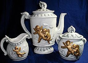 Ceramic Gold Cherub Teapot Set