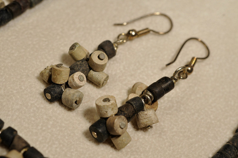 Ancient Roman stone beads Set Necklace and earrings