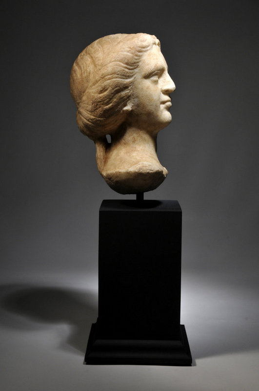 Ancient Roman marble head of a female, 1st-2nd Cent.