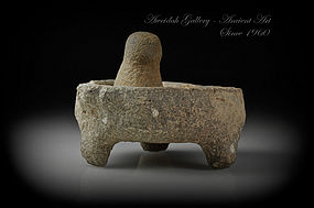 Ancient Roman basalt mortar and pestle, 100 - 300 AD