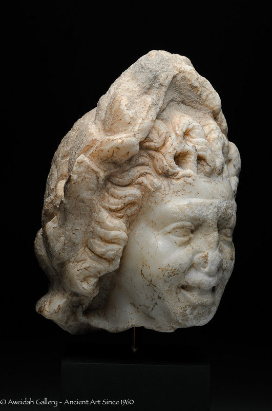 Roman Marble head of Satyr, 1st Century AD
