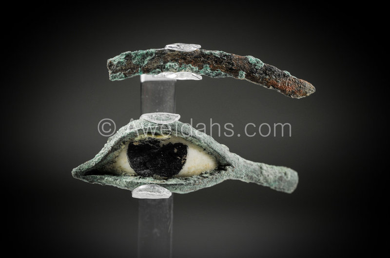 A Pair of Egyptian Bronze and alabaster Eyes &amp; Eyebrows