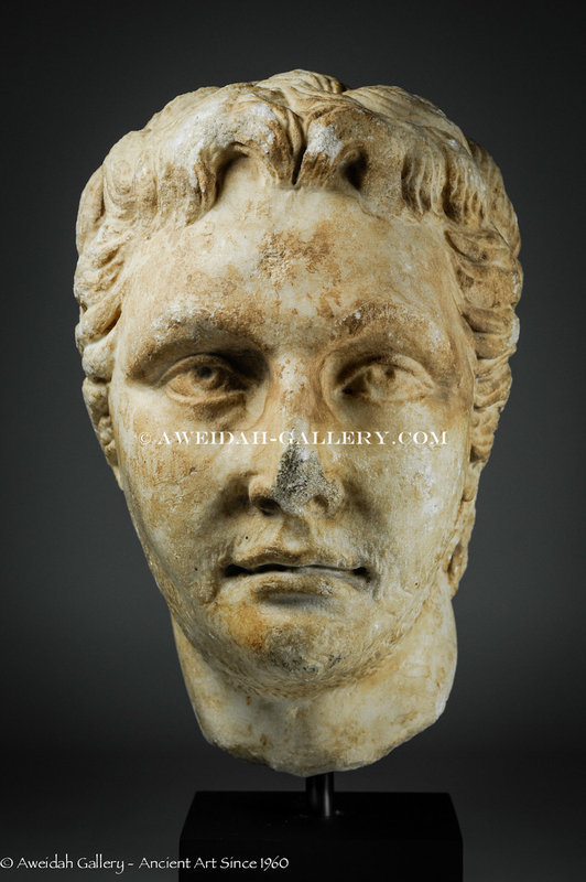 Roman marble portrait head of a youth, 2nd-3rd AD