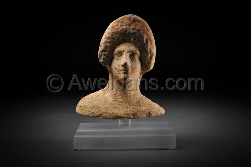 Greek terracotta female bust, 300 - 100 BC
