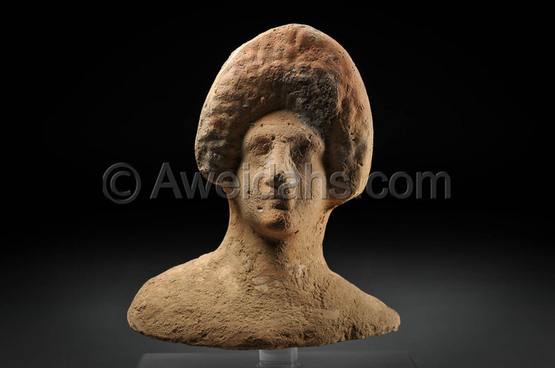 Greek terracotta female bust, 300 - 100 BC