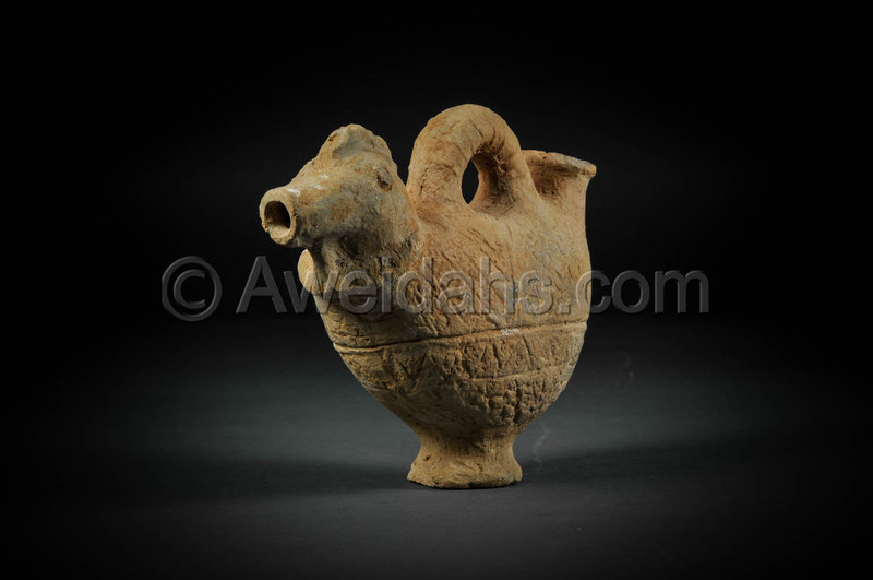 Zoomorphic Byzantine decorated pottery wine vessel, 5th A.D