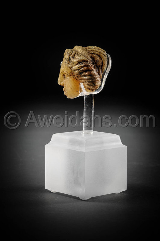 Roman alabaster fragmentary head of a female, 100 - 200 A.D