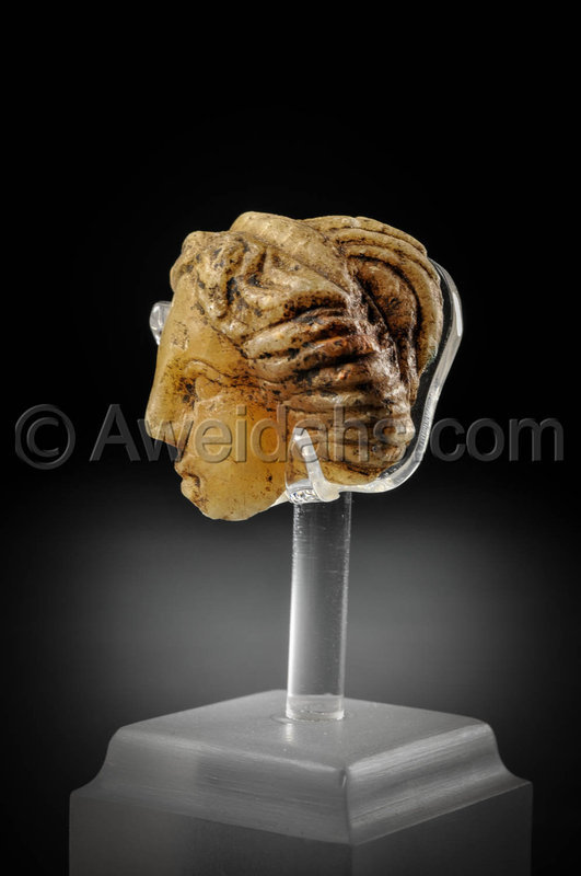 Roman alabaster fragmentary head of a female, 100 - 200 A.D