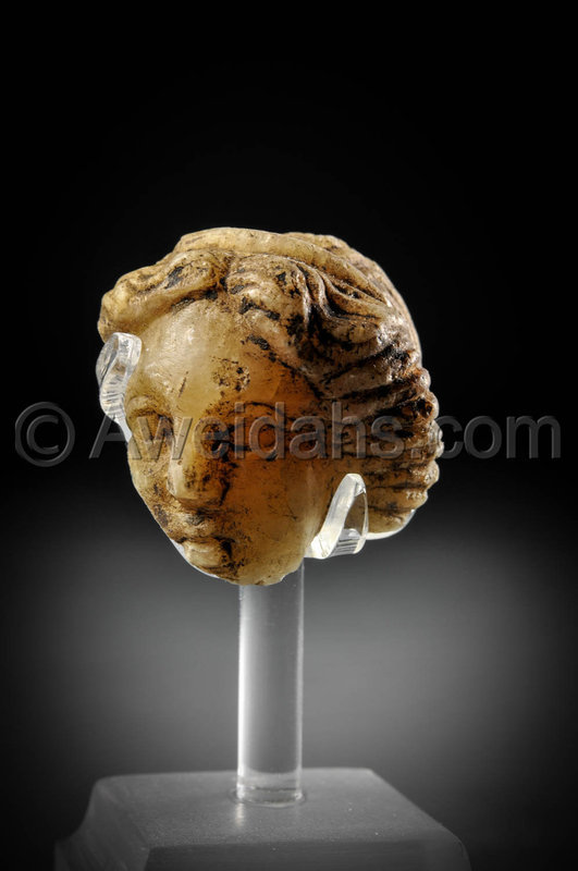 Roman alabaster fragmentary head of a female, 100 - 200 A.D