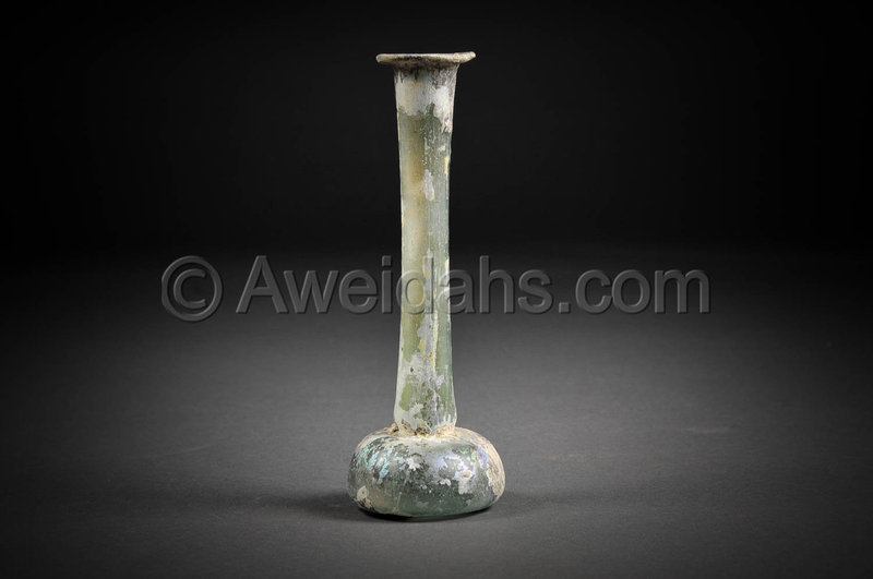 Ancient Roman glass perfume bottle, 100 - 300 AD