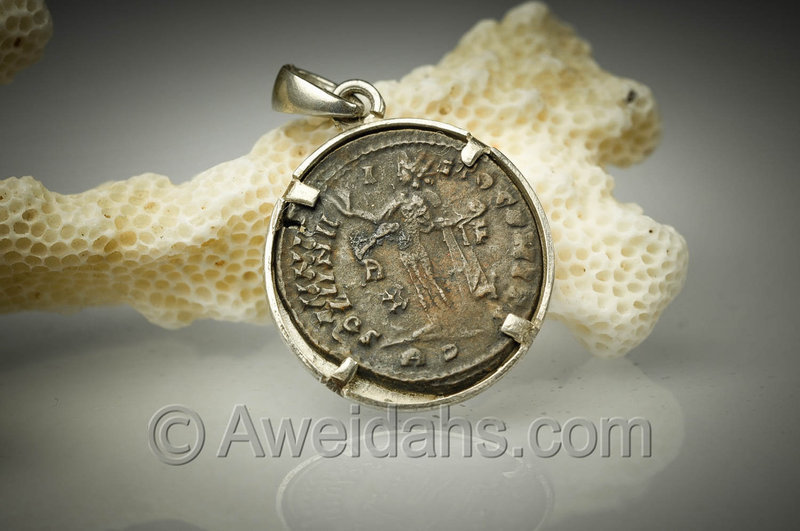 Biblical Roman bronze coin pendant of Emperor Constantine the Great