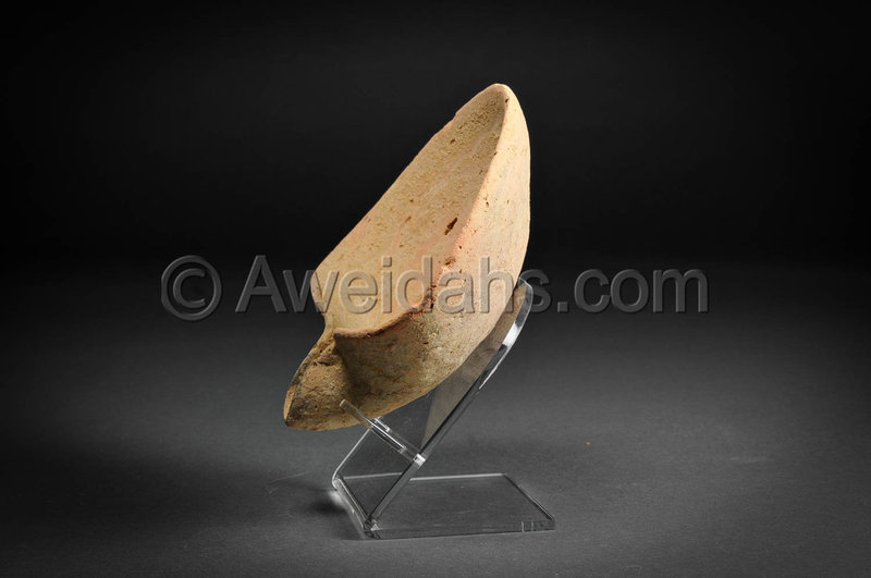 Biblical Iron Age pottery saucer oil lamp, 1000 BC