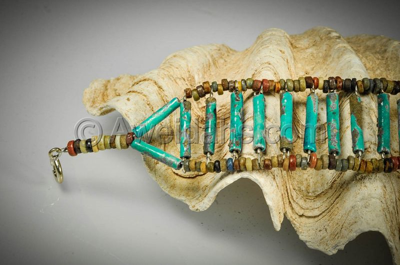 ANCIENT FAIENCE EGYPTIAN HYSOS &quot;MUMMY BEADS&quot; BRACELET, 1550 BC