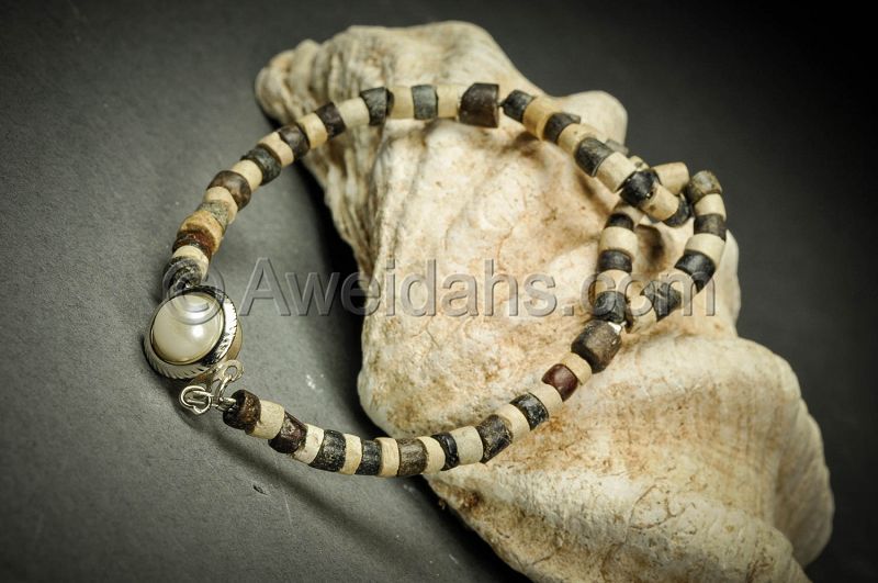 Ancient Roman Black&amp;White stone beads bracelet, 1st - 2nd Cent. AD