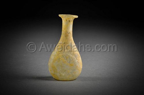 Ancient Roman glass perfume flask, 100 - 300 AD