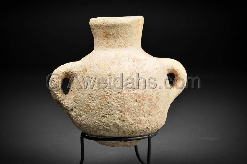 Biblical Iron Age spouted pottery oil jar, 1000 BC