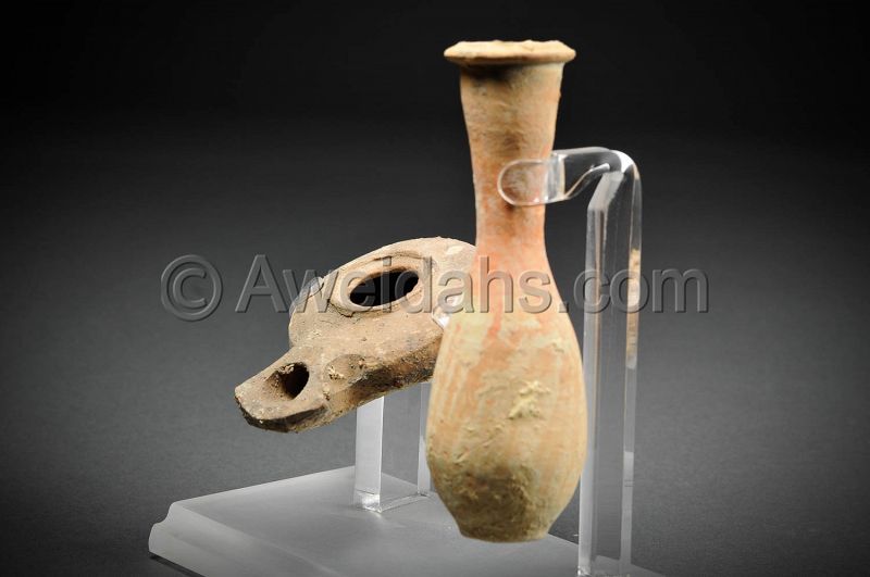 Roman Herodian set “Oil Lamp and oil filler” 1st Cent AD