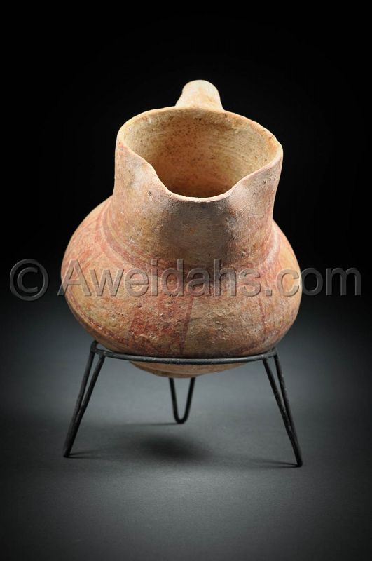 Canaanite Late Bronze Age painted pottery wine pitcher, 1550 BC