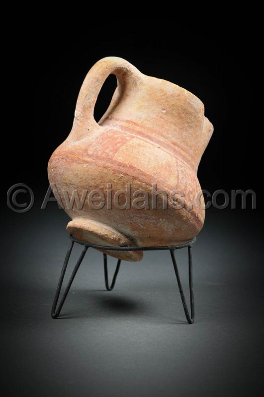 Canaanite Late Bronze Age painted pottery wine pitcher, 1550 BC