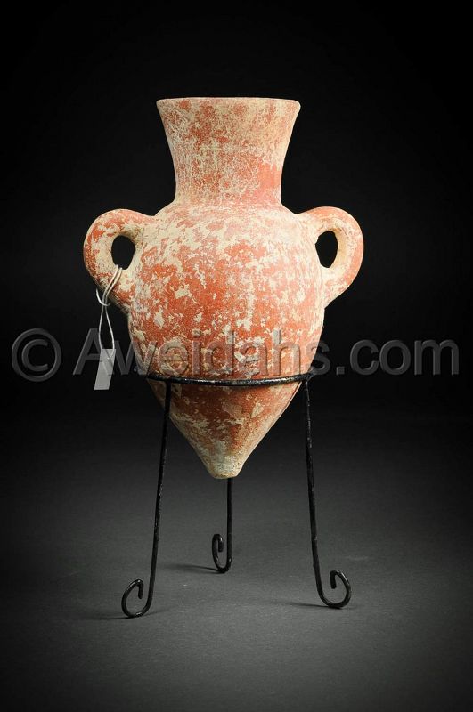 Ancient burnished pottery wine amphora, 800 BC