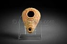 Ancient Byzantine pottery oil lamp, 500 AD