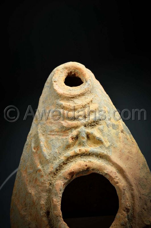 Ancient Byzantine pottery oil lamp, 500 AD