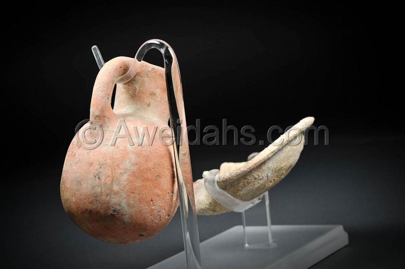 Ancient pottery set “Oil lamp and oil filler” 1000 BC
