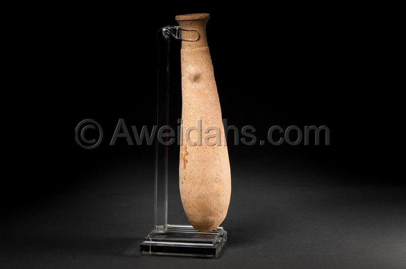 Ancient Iron Age pottery alabastron flask, 1000 BC