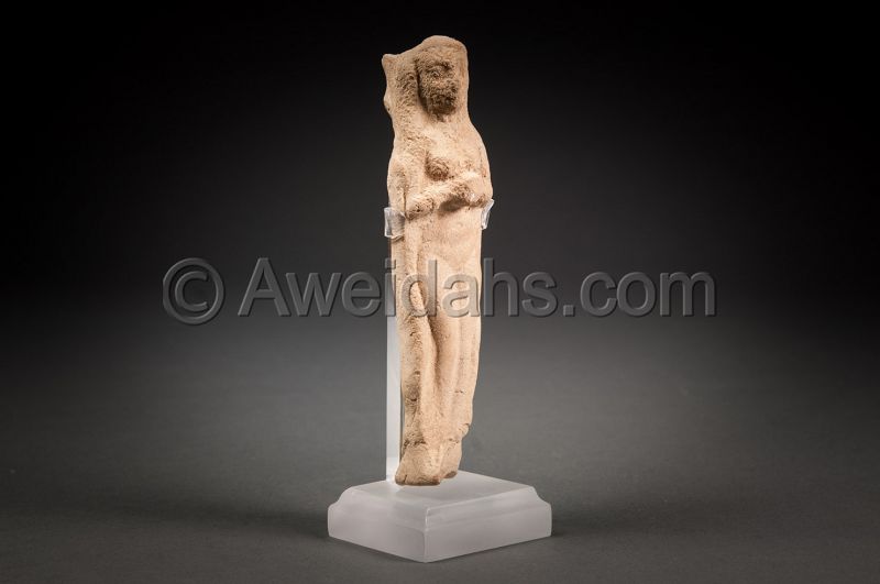 Ancient clay figure of a standing Astarte, 1800 BC
