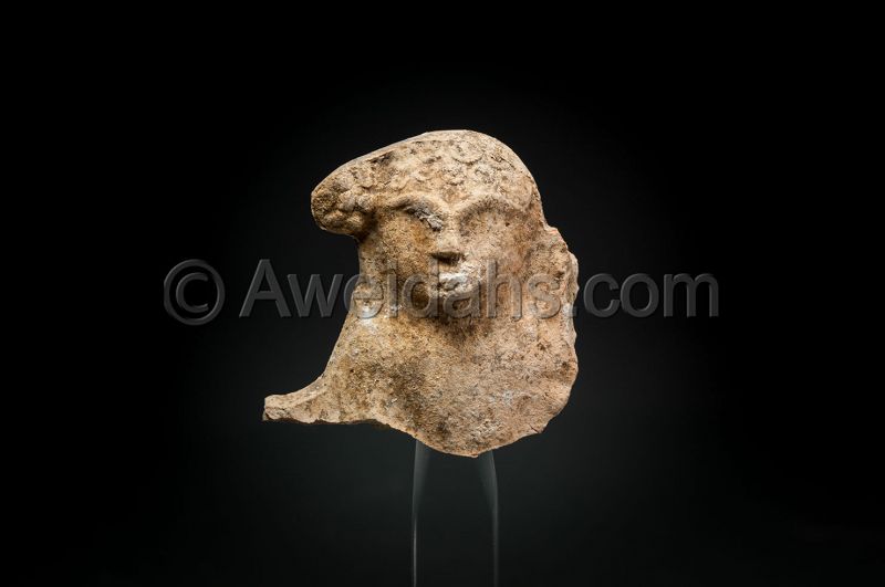 LATE ROMAN TERRACOTTA ASTARTE HEAD, 300 - 400 AD