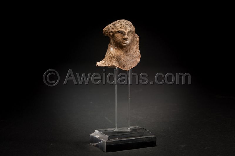 LATE ROMAN TERRACOTTA ASTARTE HEAD, 300 - 400 AD