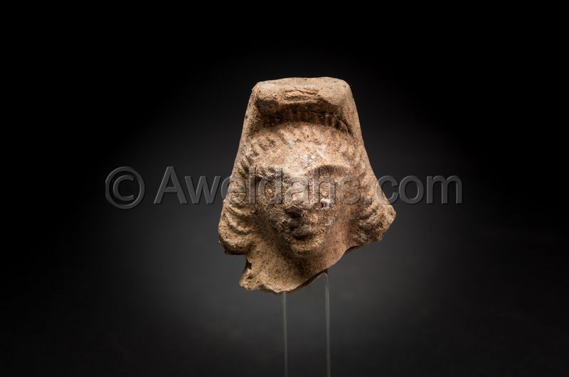 LATE ROMAN TERRACOTTA ASTARTE HEAD, 300 - 400 AD