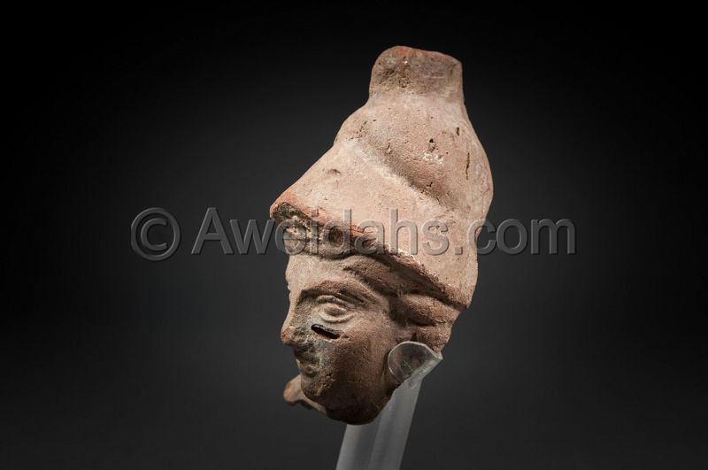 Ancient terracotta head of goddess Athena, 100 BC/AD