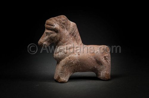 Ancient Greco-Roman terracotta figure of a horse, 100 BC/AD