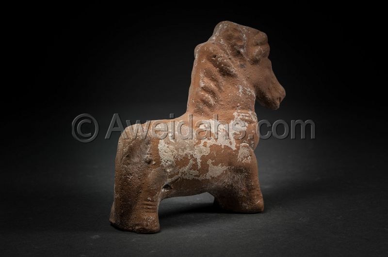 Ancient Greco-Roman terracotta figure of a horse, 100 BC/AD