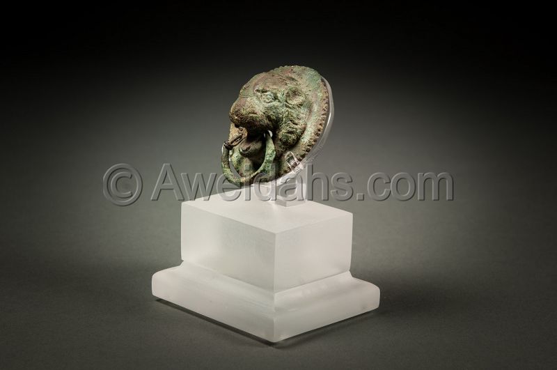 ANCIENT ROMAN BRONZE LION HEAD ROUNDEL, 3rd Century AD