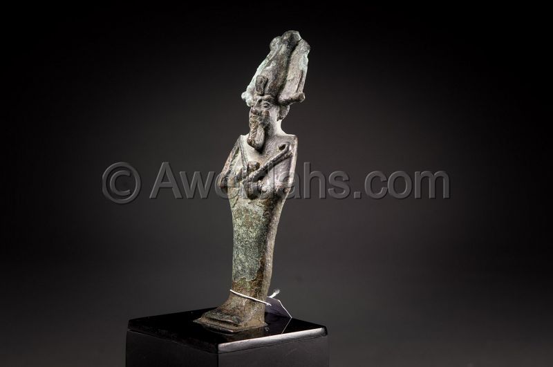 ANCIENT EGYPTIAN BRONZE FIGURE OF OSIRIS, 600 BC