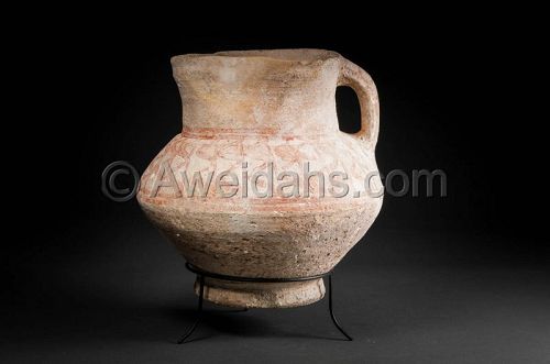 Late Bronze Age painted pottery wine pitcher, 1550 BC