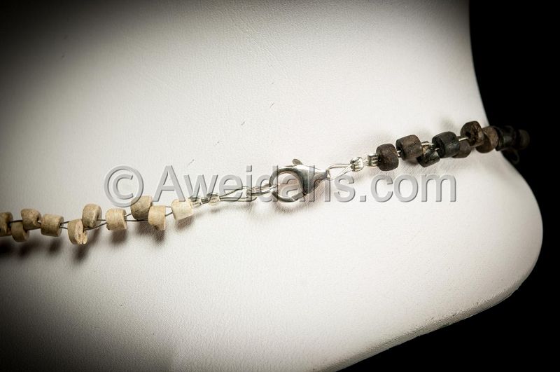Ancient Black &amp; White stone beads necklace, 100 AD