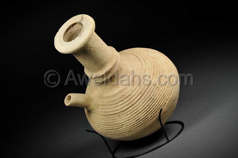 Ancient Byzantine spouted pottery vessel, 500 AD