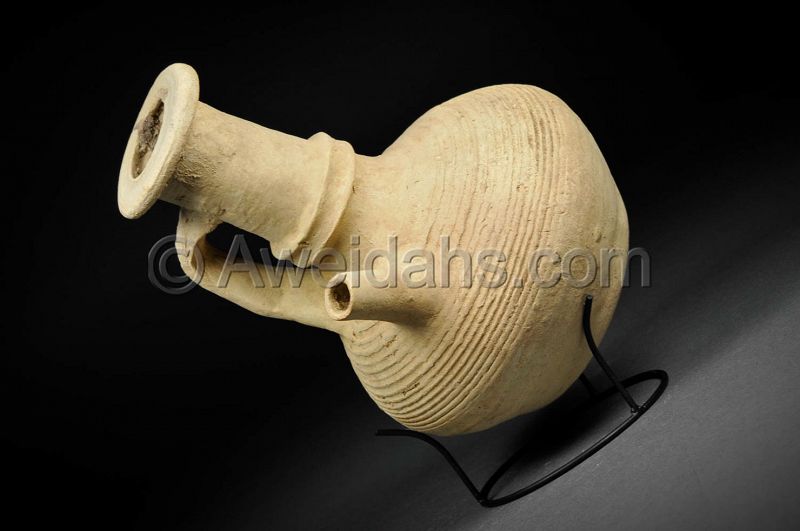 Ancient Byzantine spouted pottery vessel, 500 AD