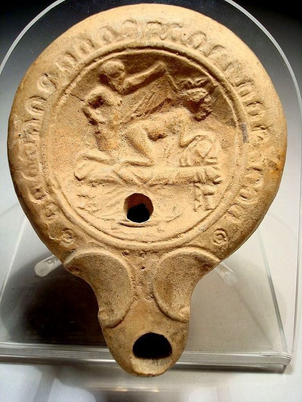 Choice &amp; Rare Roman Terracotta Erotic Oil Lamp, 100 AD