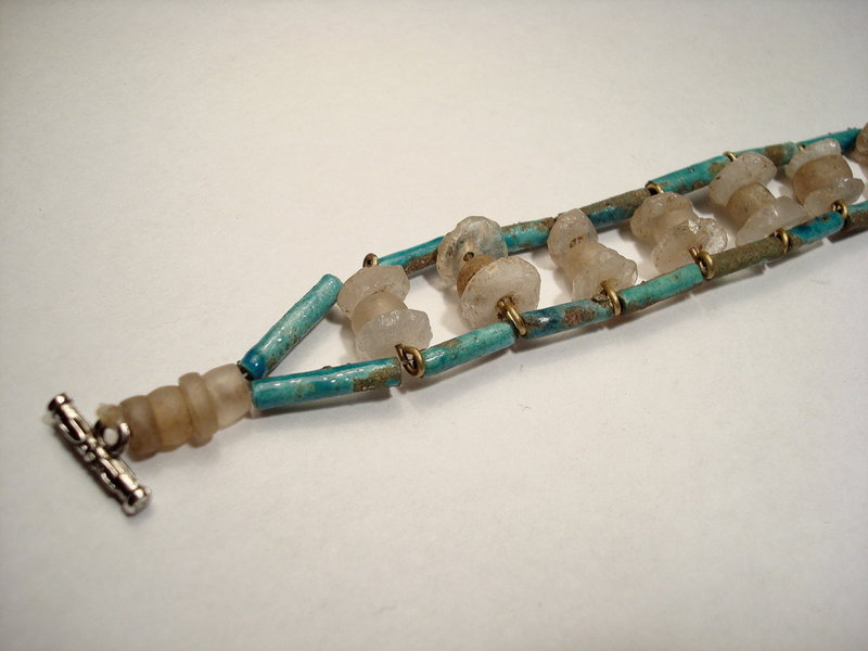 Ancient Egyptian Hyksos Faience Beads Bracelet,1500 BC